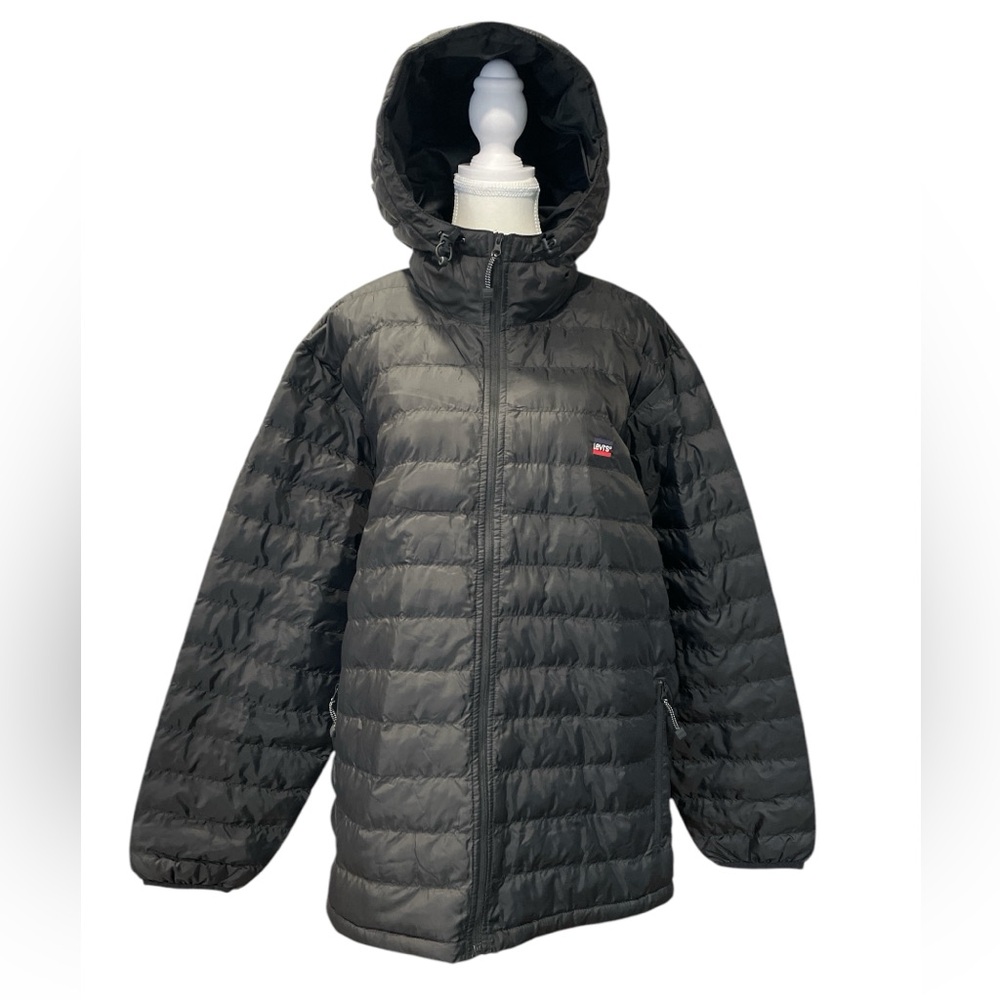 Lightweight Men’s XL Levi’s Hooded Puffer Jacket Black